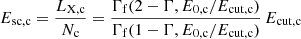 $$ \begin{aligned} E_{\rm sc,c} = \frac{L_{\rm X, c}}{N_{\rm c}} = \frac{\Gamma _{\rm f}(2-\Gamma , E_{\rm 0,c}/E_{\rm cut,c})}{\Gamma _{\rm f}(1-\Gamma , E_{\rm 0,c}/E_{\rm cut,c})}\,E_{\rm cut,c} \end{aligned} $$