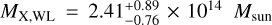 ${M_{{\rm{X,WL}}}} = 2.41_{- 0.76}^{+ 0.89} \times {10^{14}}{M_{{\rm{sun}}}}$