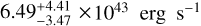 $6.49_{- 3.47}^{+ 4.41} \times {10^{43}}{\rm{erg}}\,{{\rm{s}}^{- 1}}$