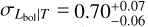 ${\sigma _{{L_{{\rm{bol}}}}|{Y_{\rm{X}}}}} = 0.28 \pm 0.02$