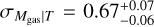 ${\sigma _{{M_{{\rm{gas|}}T}}}} = 0.67_{ - 0.06}^{ + 0.07}$