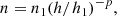 $$ \begin{aligned} n = n_1(h/h_1)^{-p}, \end{aligned} $$