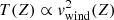 $ T(Z)\propto v^2_{\rm wind}(Z) $