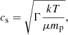 $$ \begin{aligned} c_{\rm s}=\sqrt{\Gamma \frac{ k T}{\mu m_{\rm p}}}, \end{aligned} $$