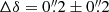 $ \Delta \delta=0{{\overset{\prime\prime}{.}}}2\pm0{{\overset{\prime\prime}{.}}}2 $