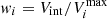 $ {\it w}_i = V_{\rm int}/V^{\rm max}_i $