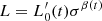 $ L=L^{\prime }_{0}(t) \sigma ^{\beta (t)} $