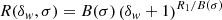 $$ \begin{aligned} R(\delta _{ w},\sigma ) = B(\sigma )\left(\delta _{ w}+1\right)^{R_1/B(\sigma )} \end{aligned} $$