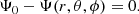 $$ \begin{aligned} \Psi _0 - \Psi (r, \theta , \phi ) = 0. \end{aligned} $$