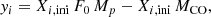 $$ \begin{aligned} y_{i} = X_{i,\mathrm{ini}} \, F_0 \, M_p - X_{i,\mathrm{ini}} \, M_{\rm CO}, \end{aligned} $$