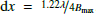 $ \mathrm{d}x=\nicefrac{1.22 \lambda}{4 B_{\max}} $
