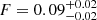 $ F = 0.09_{-0.02}^{+0.02} $