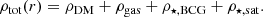 $$ \begin{aligned} \rho _{\rm tot}(r) = \rho _{\rm DM} + \rho _{\rm gas} + \rho _{\rm \star , BCG} + \rho _{\rm \star , sat} .\end{aligned} $$