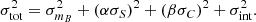 $$ \begin{aligned} \sigma ^{2}_\mathrm{tot} =\sigma ^{2}_{m_{B}} + (\alpha \sigma _{S})^2 + (\beta \sigma _{C})^2+\sigma ^{2}_\mathrm{int} . \end{aligned} $$