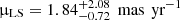 $ {\upmu}_{\mathrm{LS}} = 1.84^{+2.08}_{-0.72}\,\text{ mas}\,\text{ yr}^{-1} $