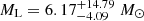 $ {M_\text{L}}=6.17^{+14.79}_{-4.09}\ M_\odot $