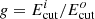 $ g=E^i_{\rm cut}/E^o_{\rm cut} $