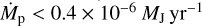 ${{\dot M}_{\rm{p}}}\, < 0.4\, \times {10^{- 6}}{M_{\rm{J}}}\,{\rm{y}}{{\rm{r}}^{- 1}}$