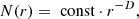 $$ \begin{aligned} N(r) = \text{ const} \cdot r^{-D}, \end{aligned} $$