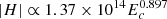 $ |H| \propto 1.37 \times 10^{14} E_c^{0.897} $