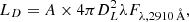 $$ \begin{aligned} L_D = A \times 4\pi D_L^2 \lambda F_{\lambda , 2910\,\AA }, \end{aligned} $$