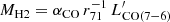 $$ \begin{aligned} M_{\rm H2}=\alpha _{\rm CO}\,r_{71}^{-1}\,L^{\prime }_{\rm CO(7-6)} \end{aligned} $$