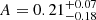 $ A=0.21^{+0.07}_{-0.18} $