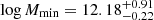 $ \log{M}_{\mathrm{min}}=12.18^{+0.91}_{-0.22} $