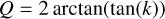 $Q = 2{\rm{arctan}}\left({{{\tan} \mathord{\left/ {\vphantom {{\tan} {\left(k \right)}}} \right. \kern-\nulldelimiterspace} {\left(k \right)}}} \right)$