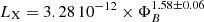 $$ \begin{aligned}&L_\text{X} = 3.28\,10^{-12} \times \Phi _{B}^{1.58 \pm 0.06}\end{aligned} $$