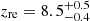 $ z_{\mathrm{re}} = 8.5^{+0.5}_{-0.4} $