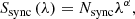 $$ \begin{aligned} S_{\mathrm{sync} }\left(\lambda \right)=N_{\mathrm{sync} }\lambda ^{\alpha }, \end{aligned} $$