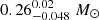 $ 0.26^{0.02}_{-0.048}~M_\odot $