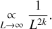 $_{L \to \infty}^ \propto {1 \over {{L^{2k}}}}.$