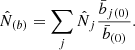 $$ \begin{aligned} \hat{N}_{(b)} = \sum _j \hat{N}_j \frac{\bar{b}_{j(0)}}{\bar{b}_{(0)}} . \end{aligned} $$