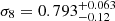 $ \sigma_8 = 0.793^{+0.063}_{-0.12} $