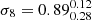 $ \sigma_8 = 0.89^{0.12}_{0.28} $