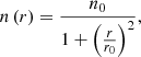 $$ \begin{aligned} n \left( r \right) = \frac{n_0}{1+ \left( \frac{r}{r_0} \right) ^2}, \end{aligned} $$