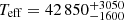 $ T_{\mathrm{eff}}=42\,850{\substack{+3050 \\ -1600}} $