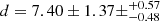 $ d = 7.40\pm 1.37 \pm ^{+0.57}_{-0.48} $