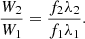 $$ \begin{aligned} \dfrac{W_2}{W_1} = \dfrac{f_2 \lambda _2}{f_1 \lambda _1} .\end{aligned} $$