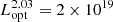 $ L_{\mathrm{opt}}^{2.03} = 2 \times 10^{19} $