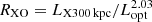 $ R_{\mathrm{XO}}=L_{\mathrm{X300\,kpc}}/L_{\mathrm{opt}}^{2.03} $