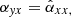 $ \alpha_{\mathit{y}x} = \hat{\alpha}_{xx,} $