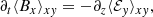 $$ \begin{aligned}&\partial _t\langle B_x \rangle _{x{ y}} = -\partial _z\langle \mathcal{E} _{ y} \rangle _{x{ y}} , \end{aligned} $$