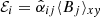 $ \mathcal{E}_i = \hat{\alpha}_{ij}\langle B_j \rangle_{x\mathit{y}} $