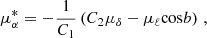 $$ \begin{aligned} \mu _{\alpha }^* = -\frac{1}{C_1}\left(C_2 \mu _{\delta } - \mu _\ell \mathrm{cos} b \right) \, , \end{aligned} $$