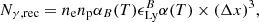 $$ \begin{aligned} N_{\gamma , \mathrm{rec}} = n_{\rm e} n_{\rm p} \alpha _B(T) \epsilon ^B_{\rm Ly}\alpha (T) \times (\Delta x)^3 , \end{aligned} $$