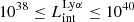 $ 10^{38}\leq L_{\mathrm{int}}^{\mathrm{Ly}\alpha} \leq 10^{40} $