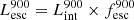 $ L_{\mathrm{esc}}^{\mathrm{900}} = L_{\mathrm{int}}^{\mathrm{900}} \times f_{\mathrm{esc}}^{\mathrm{900}} $